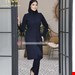 مانتو شلوار اداری بزیاغ مدل ماهایا رنگ سورمه ای