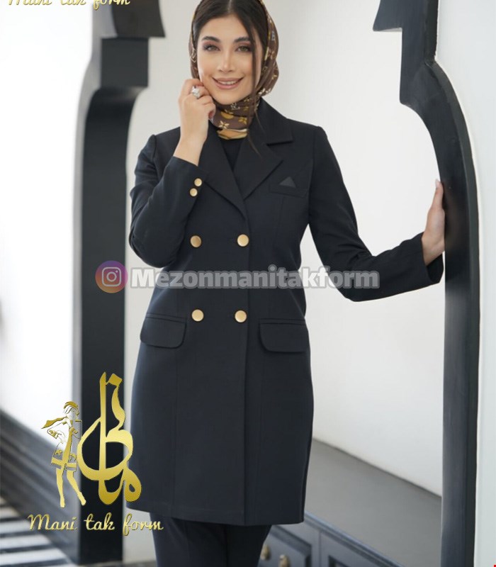 مانتو شلوار اداری بزیاغ مدل تینا رنگ مشکی