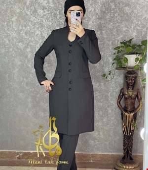 مانتو شلوار اداری بزیاغ مدل تارا رنگ نوک مدادی