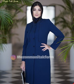 مانتو شلوار اداری بزیاغ مدل دریا رنگ آبی