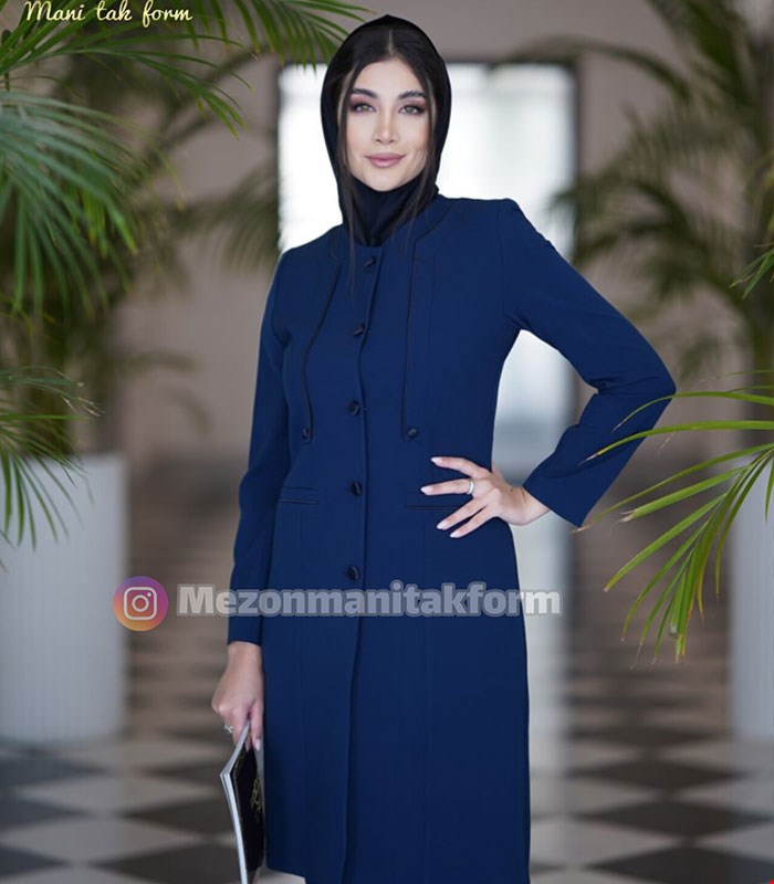 مانتو شلوار اداری بزیاغ مدل دریا رنگ آبی
