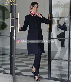 مانتو شلوار اداری بزیاغ مدل دریا رنگ مشکی