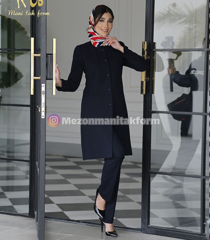 مانتو شلوار اداری بزیاغ مدل دریا رنگ مشکی